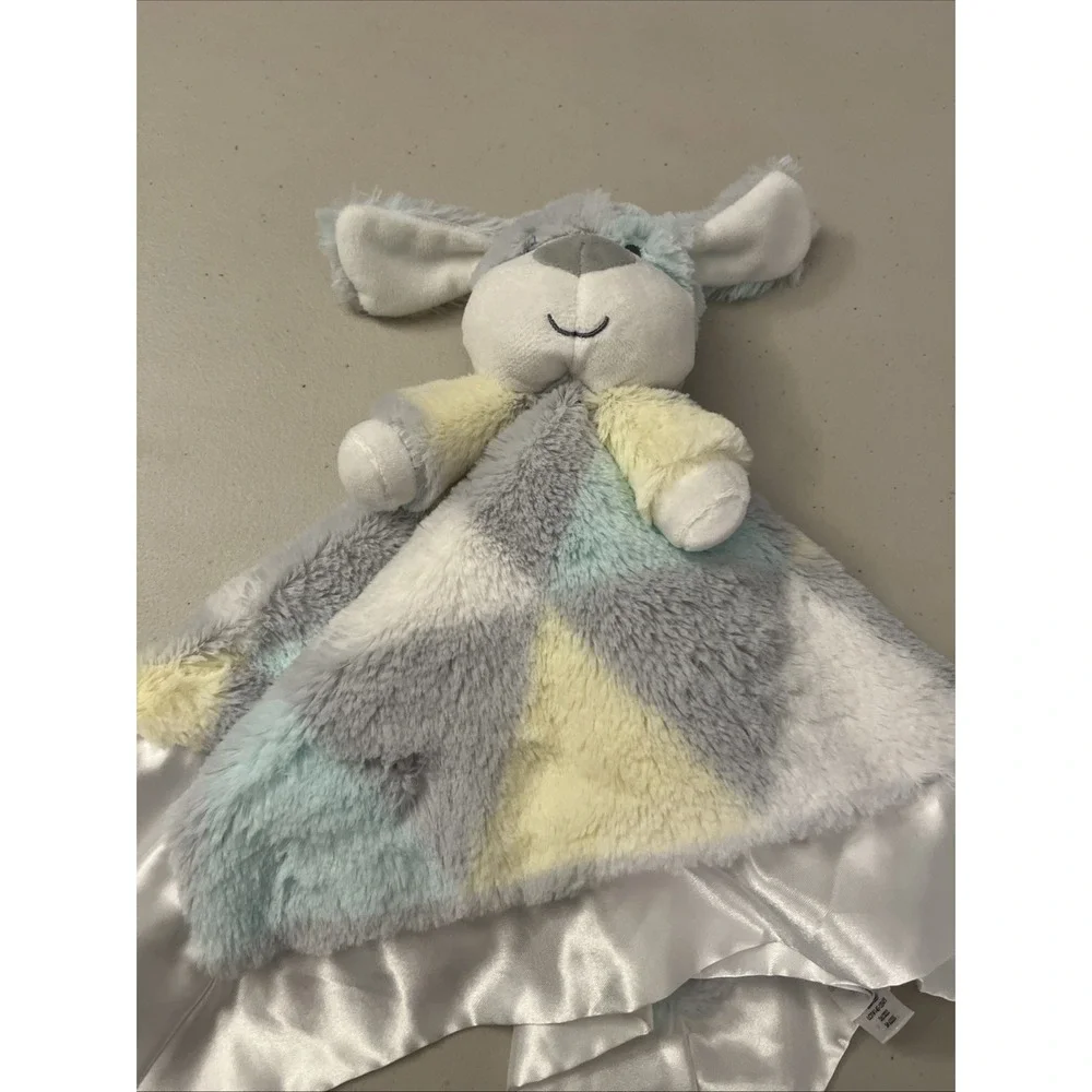 Security Blanket Lovey Baby Essentials Dog Puppy Gray Softy Satin Cuddletoy